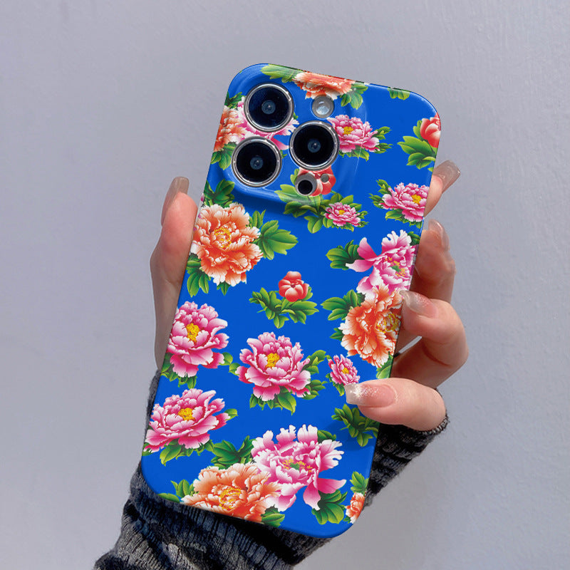 For iPhone 12 Pro Max Case Chinese Northeast Flower Pattern Printing Hard PC Phone Cover