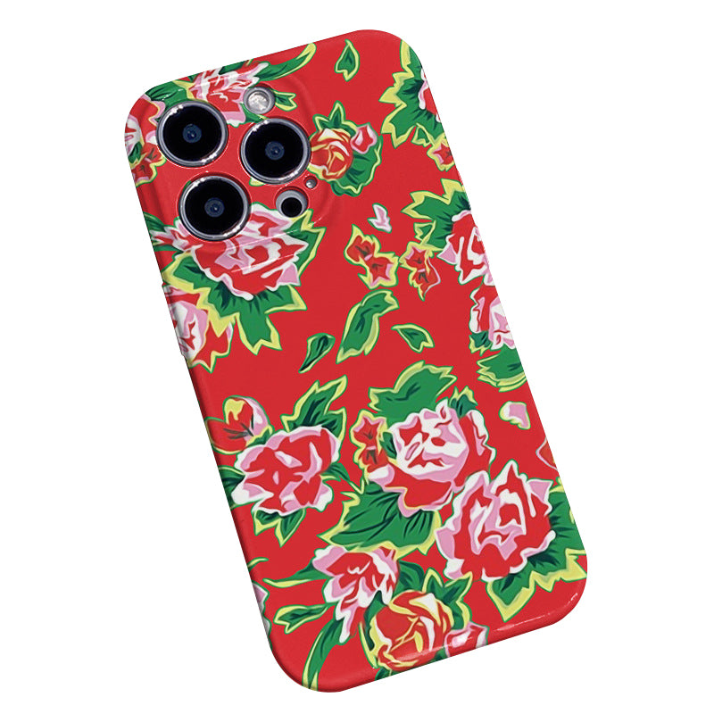 For iPhone 12 Pro Max Case Chinese Northeast Flower Pattern Printing Hard PC Phone Cover