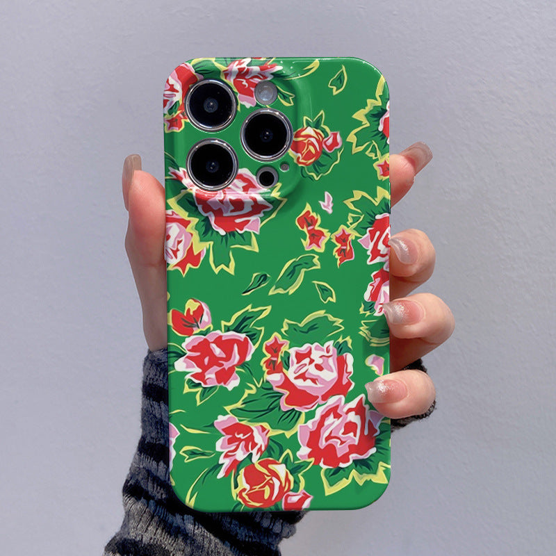 For iPhone 13 Pro 6.1 inch Case Chinese Northeast Flower Pattern Hard PC Cellphone Cover