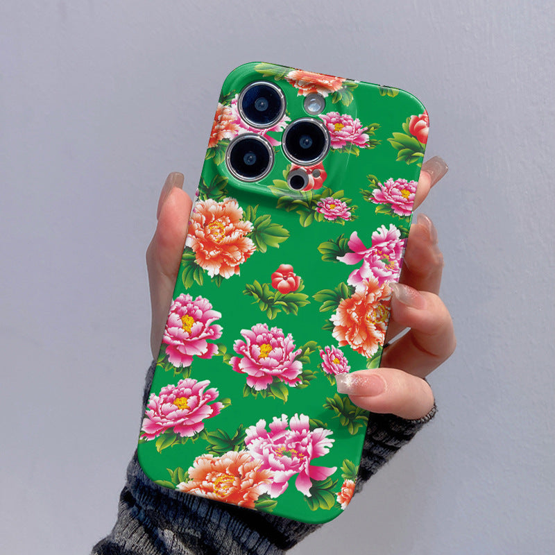 For iPhone 15 Pro Max Phone Case PC Cell Phone Protective Cover Northeast of China Flower Pattern