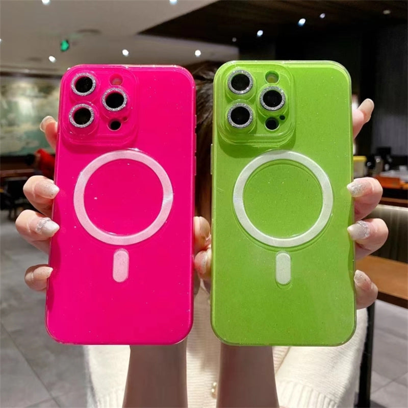 For iPhone 14 Pro Max Case Glitter Flexible TPU Anti-fall Phone Cover Compatible with MagSafe
