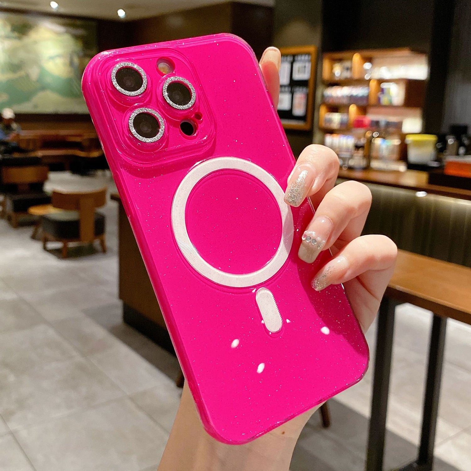 For iPhone 14 Pro Max Case Glitter Flexible TPU Anti-fall Phone Cover Compatible with MagSafe