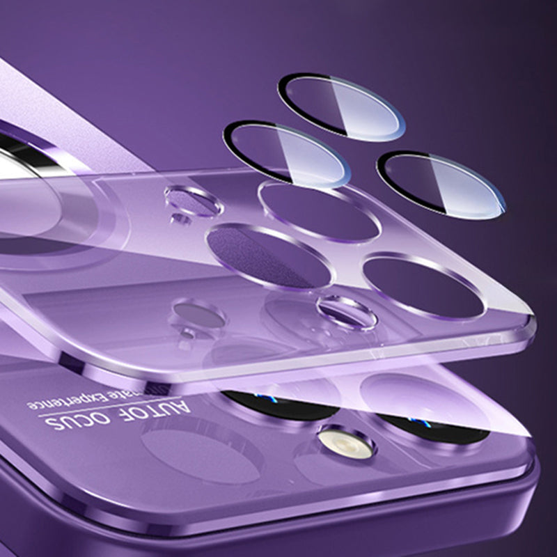 For iPhone 12 Pro Max 6.7 inch Magnetic Phone Case Anti-drop PC Shell with Lens Film