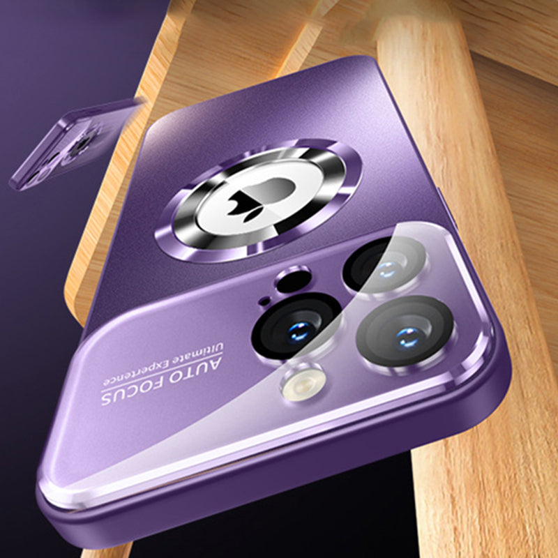 For iPhone 12 Pro Max 6.7 inch Magnetic Phone Case Anti-drop PC Shell with Lens Film