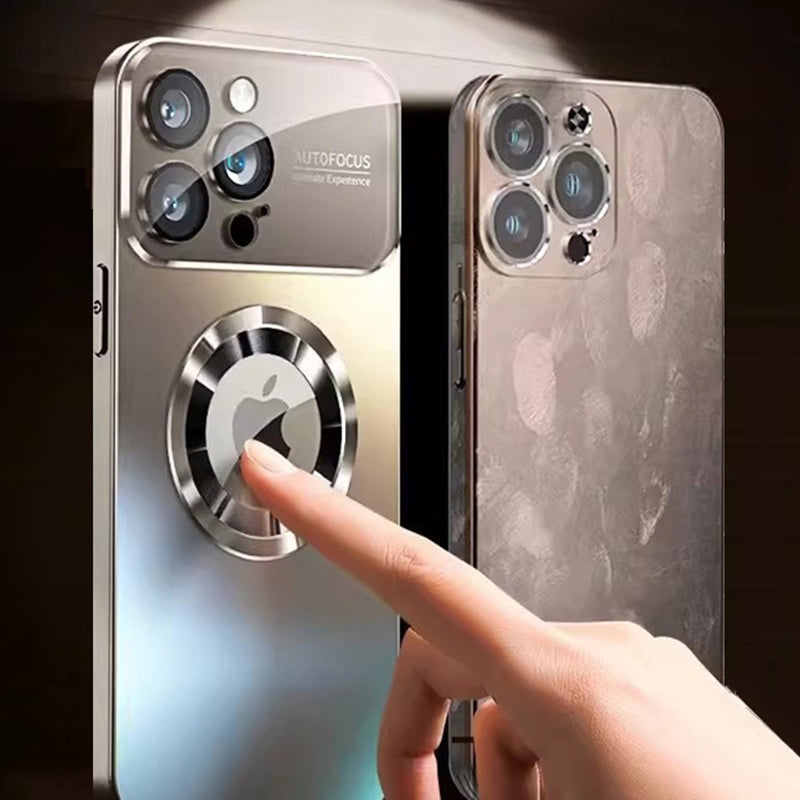 For iPhone 12 Pro Max 6.7 inch Magnetic Phone Case Anti-drop PC Shell with Lens Film