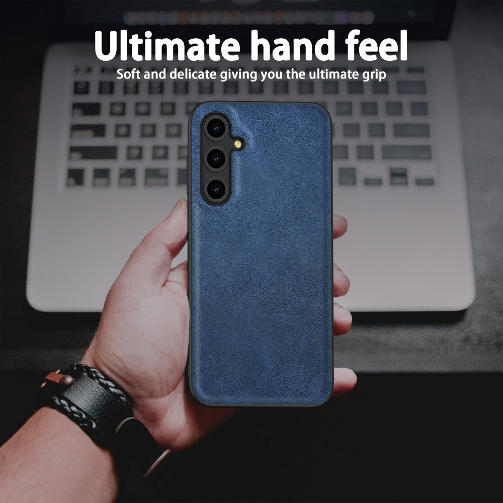 For Samsung Galaxy M55 5G Shockproof Case Retro Leather Covered Hybrid Phone Shell