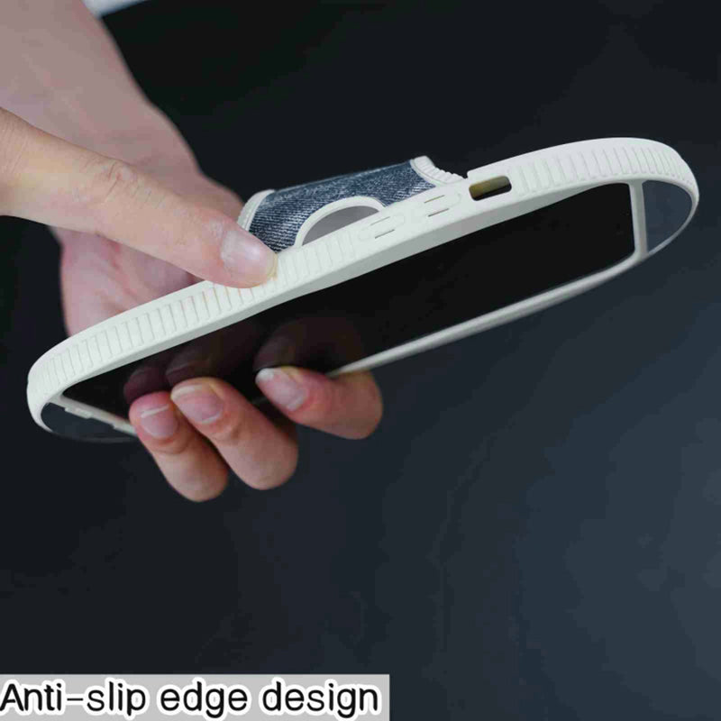 For iPhone 12 6.1 inch / 12 Pro 6.1 inch Case TPU Denim Slipper Design Phone Cover with Mirror Function