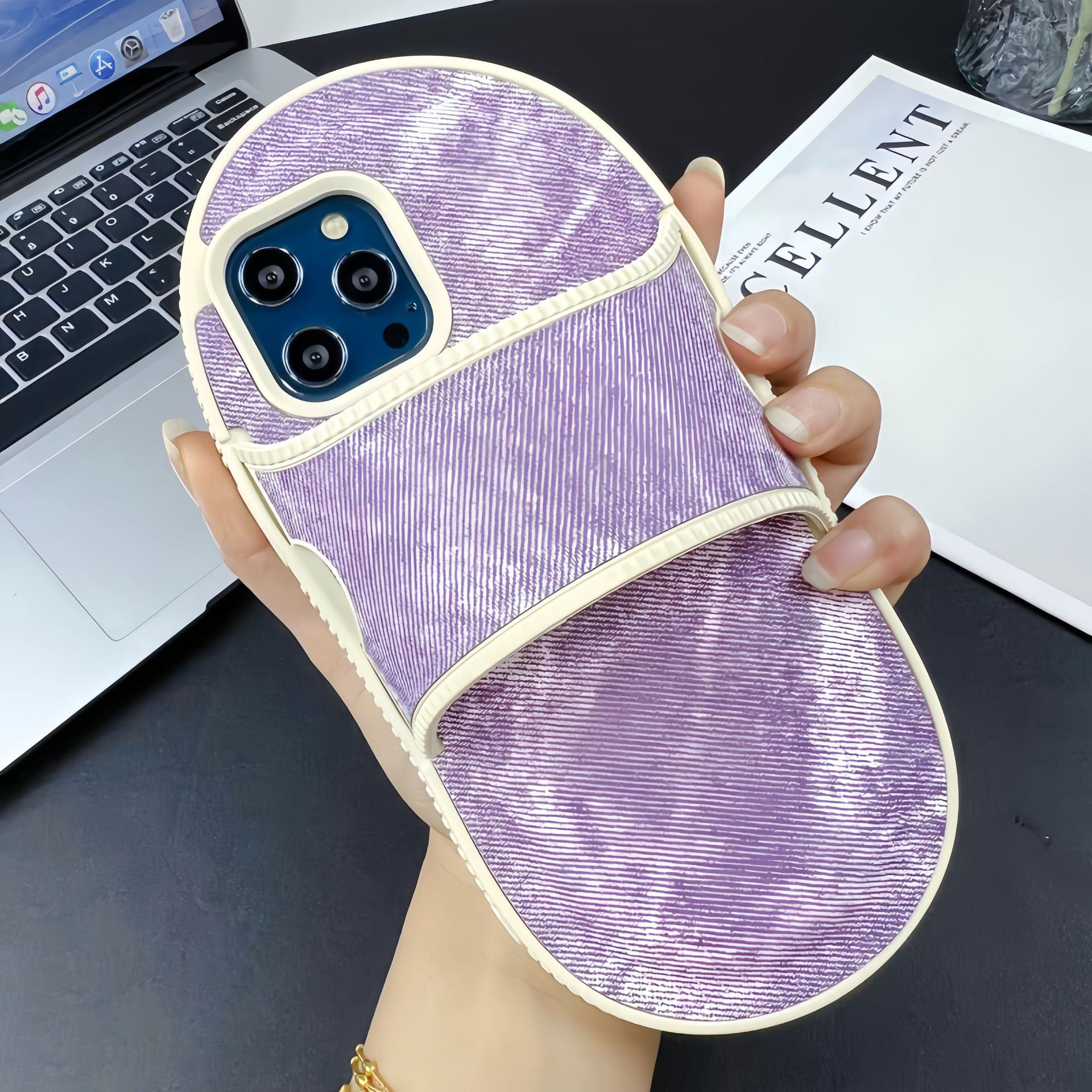 For iPhone 12 6.1 inch / 12 Pro 6.1 inch Case TPU Denim Slipper Design Phone Cover with Mirror Function