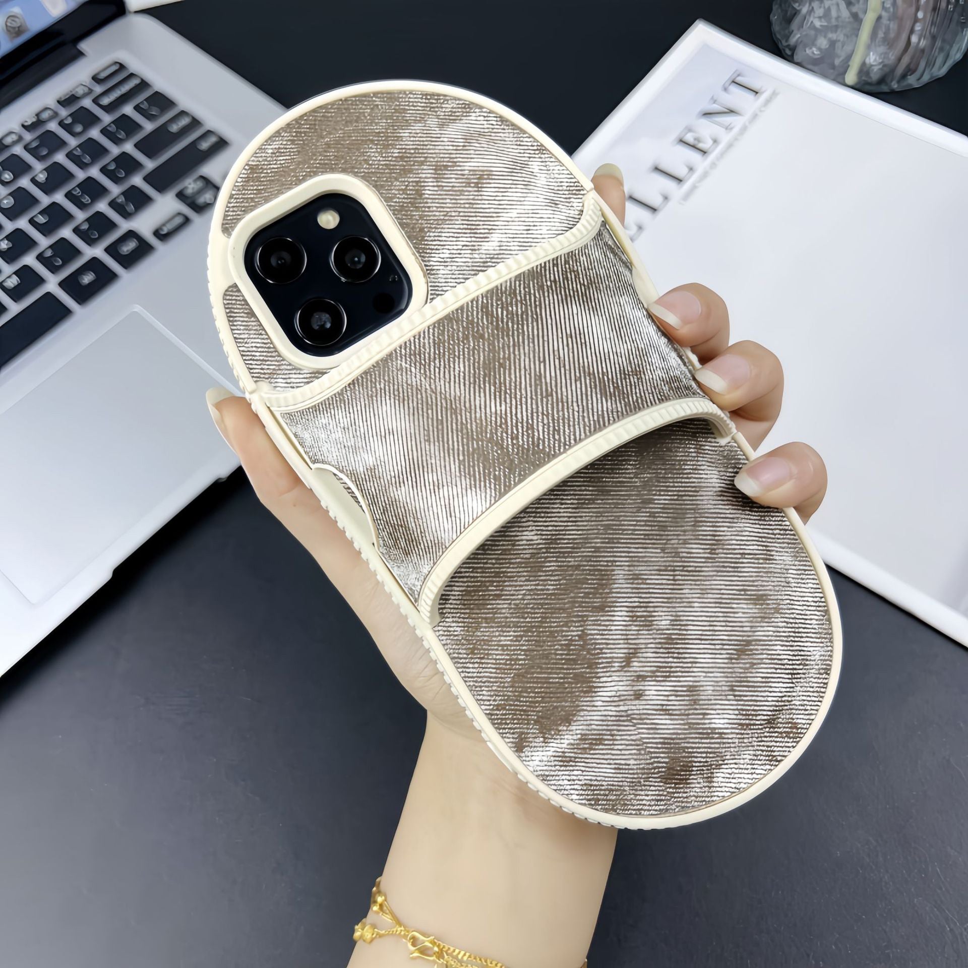 For iPhone 12 6.1 inch / 12 Pro 6.1 inch Case TPU Denim Slipper Design Phone Cover with Mirror Function