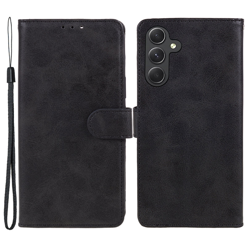 For Samsung Galaxy M55 5G Case Calf Texture Magnetic Clasp Leather Wallet Phone Cover