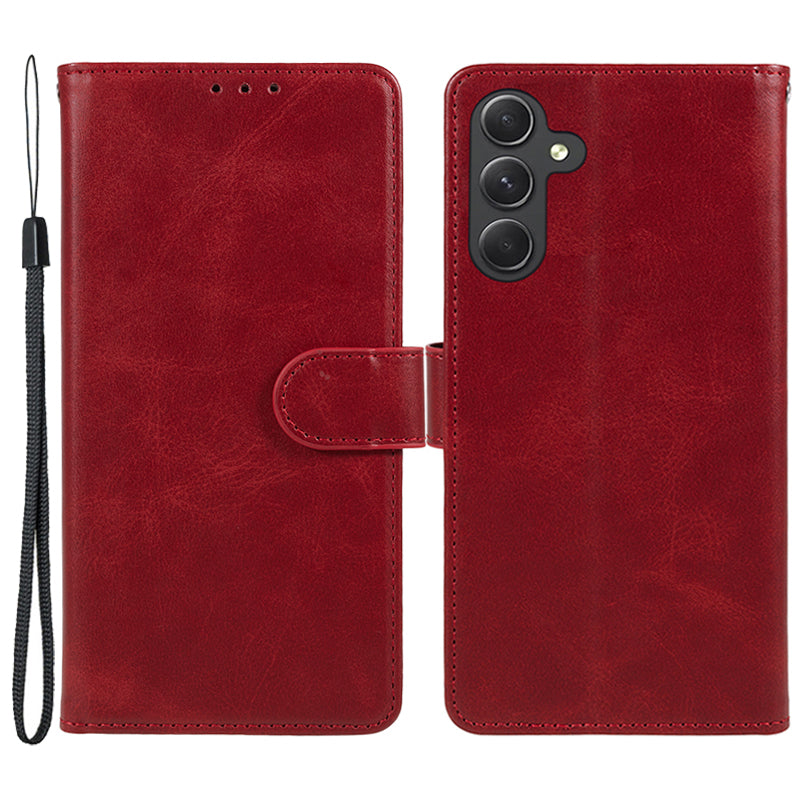 For Samsung Galaxy M55 5G Case Calf Texture Magnetic Clasp Leather Wallet Phone Cover