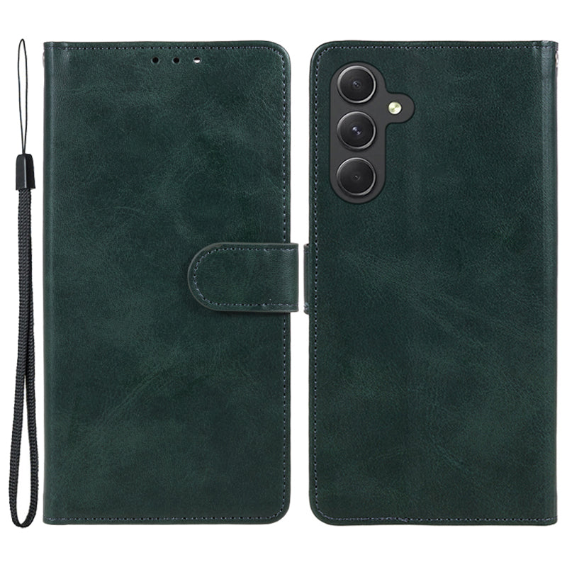For Samsung Galaxy M55 5G Case Calf Texture Magnetic Clasp Leather Wallet Phone Cover