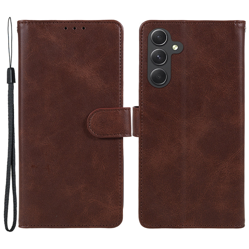 For Samsung Galaxy M55 5G Case Calf Texture Magnetic Clasp Leather Wallet Phone Cover