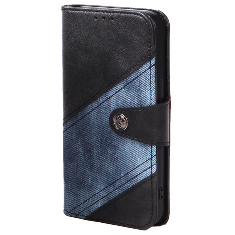 For Samsung Galaxy M55 5G Case Crazy Horse Texture Splicing Wallet Phone Cover