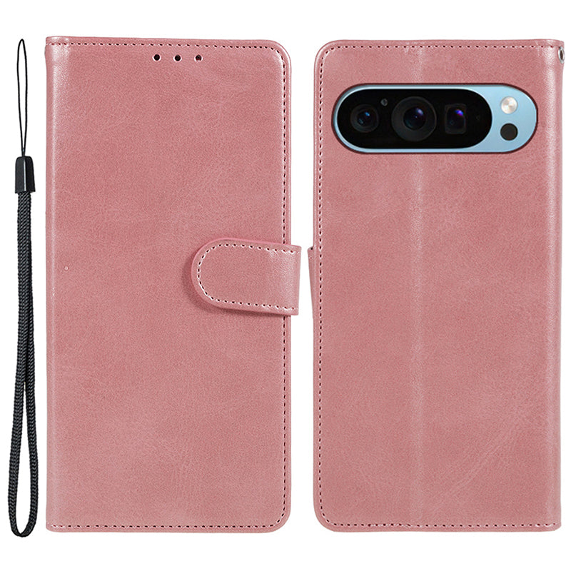 For Google Pixel 9 Pro Case Calf Texture Leather Wallet Phone Cover with Magnetic Clasp