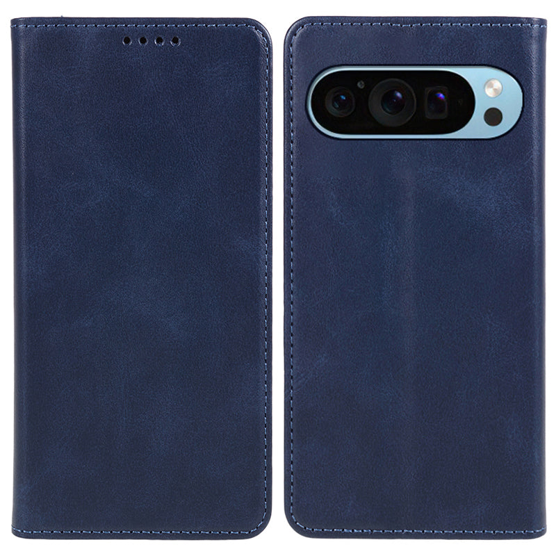 For Google Pixel 9 Pro Case Calf Texture PU Leather Magnetic Flip Folio Phone Cover