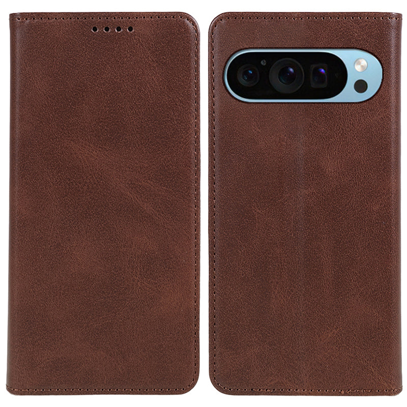For Google Pixel 9 Pro Case Calf Texture PU Leather Magnetic Flip Folio Phone Cover