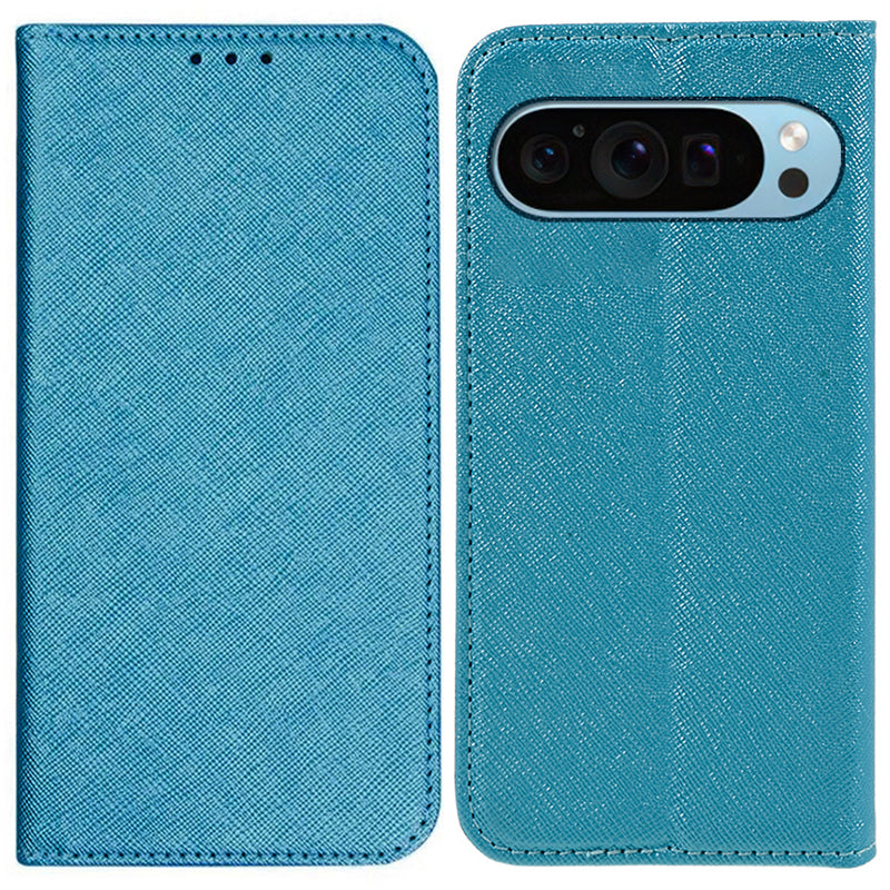 For Google Pixel 9 Pro Case Cross Texture Leather Wallet Phone Cover Magnetic Closing
