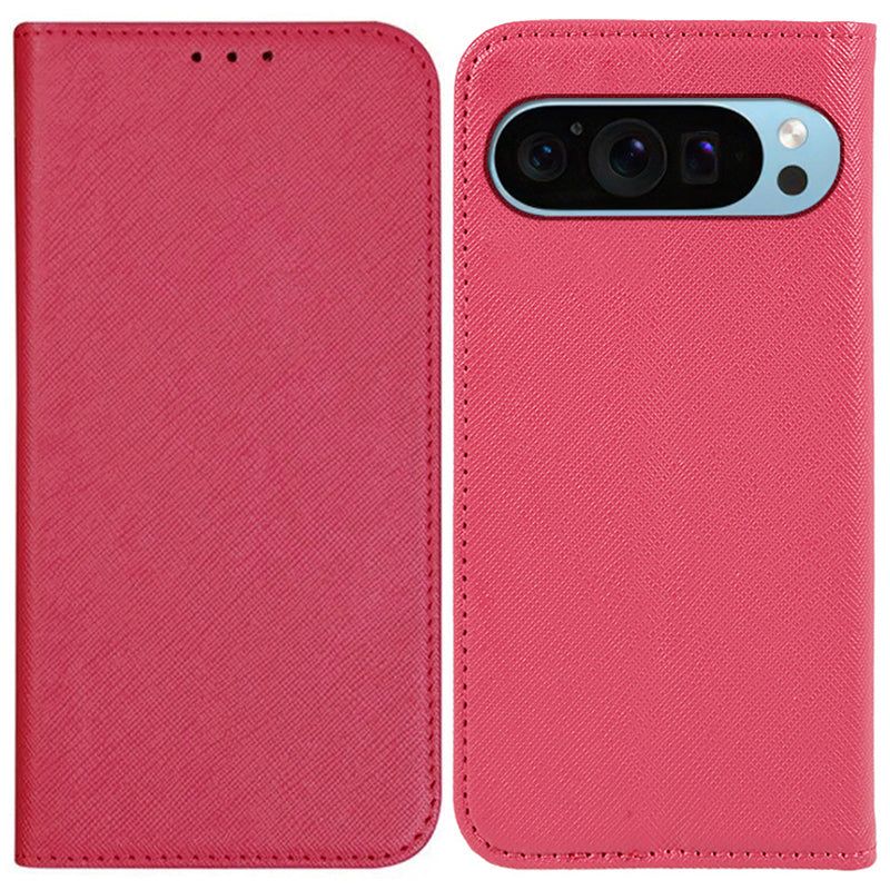 For Google Pixel 9 Pro Case Cross Texture Leather Wallet Phone Cover Magnetic Closing