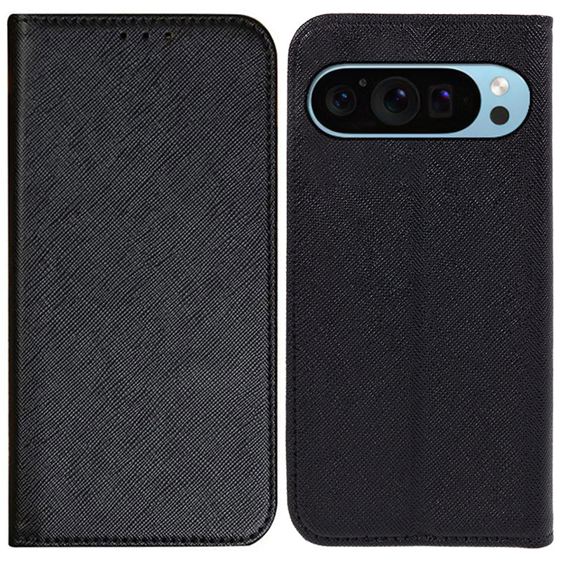 For Google Pixel 9 Pro Case Cross Texture Leather Wallet Phone Cover Magnetic Closing