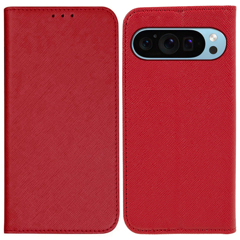 For Google Pixel 9 Pro Case Cross Texture Leather Wallet Phone Cover Magnetic Closing