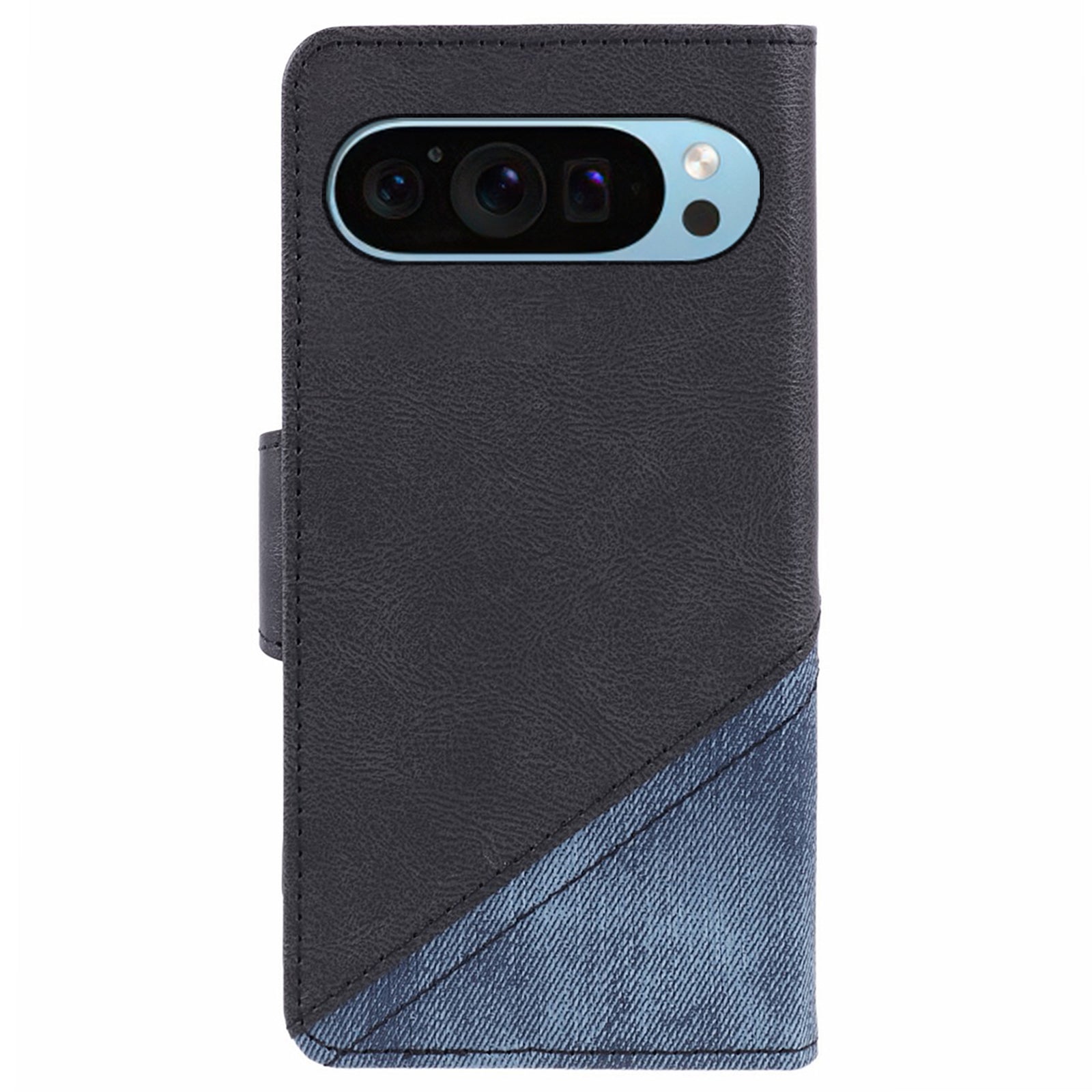 For Google Pixel 9 Pro Wallet Case Crazy Horse Texture Splicing Leather Phone Cover