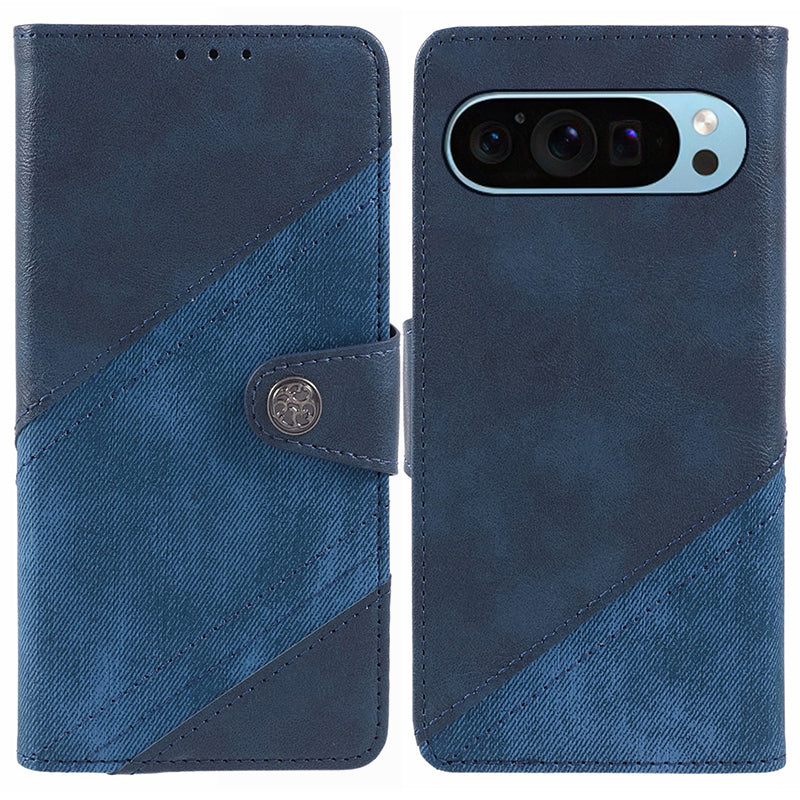 For Google Pixel 9 Pro Wallet Case Crazy Horse Texture Splicing Leather Phone Cover