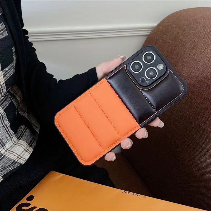 For iPhone 12 Pro Max Case Anti-Scratch Down Jacket PU Leather+TPU Phone Cover