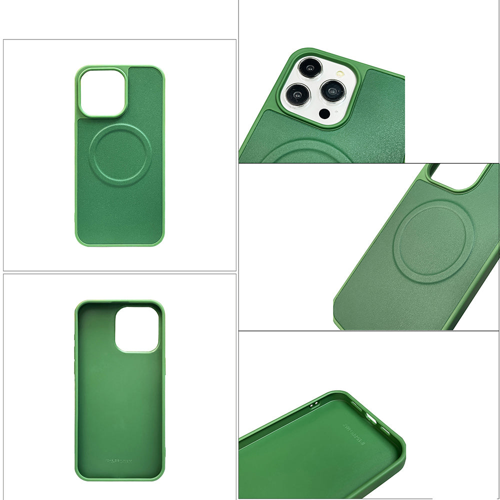 For iPhone 15 Magnetic Case Compatible with MagSafe Leather Coated TPU Phone Cover