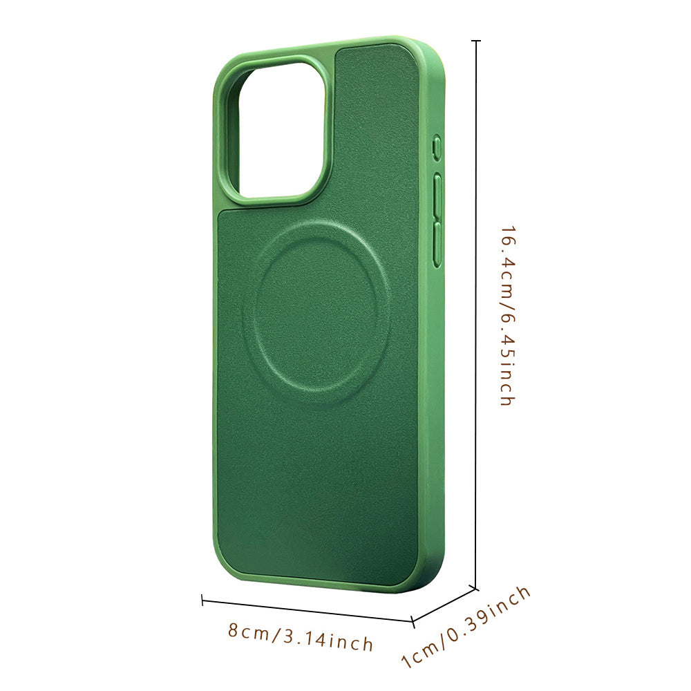 For iPhone 15 Magnetic Case Compatible with MagSafe Leather Coated TPU Phone Cover