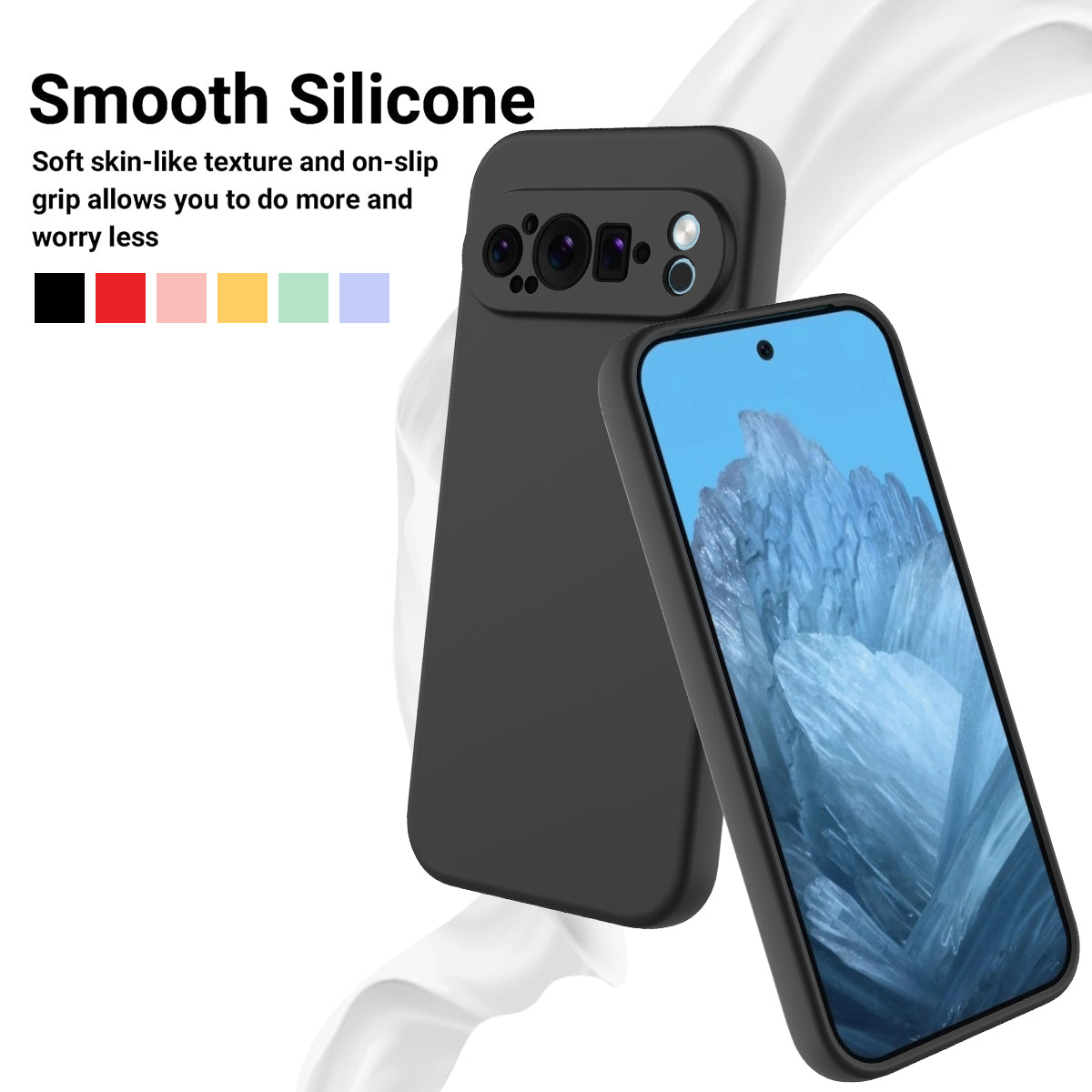 For Google Pixel 9 Pro Liquid Silicone Cell Phone Cases Drop-proof Back Cover with Strap