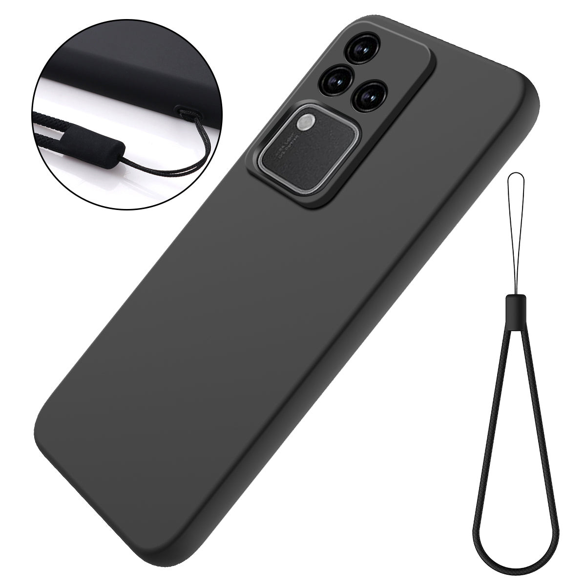 For vivo S18 5G / S18 Pro 5G / V30 5G / V30 Pro 5G Cover Liquid Soft Silicone Shockproof Phone Case with Strap