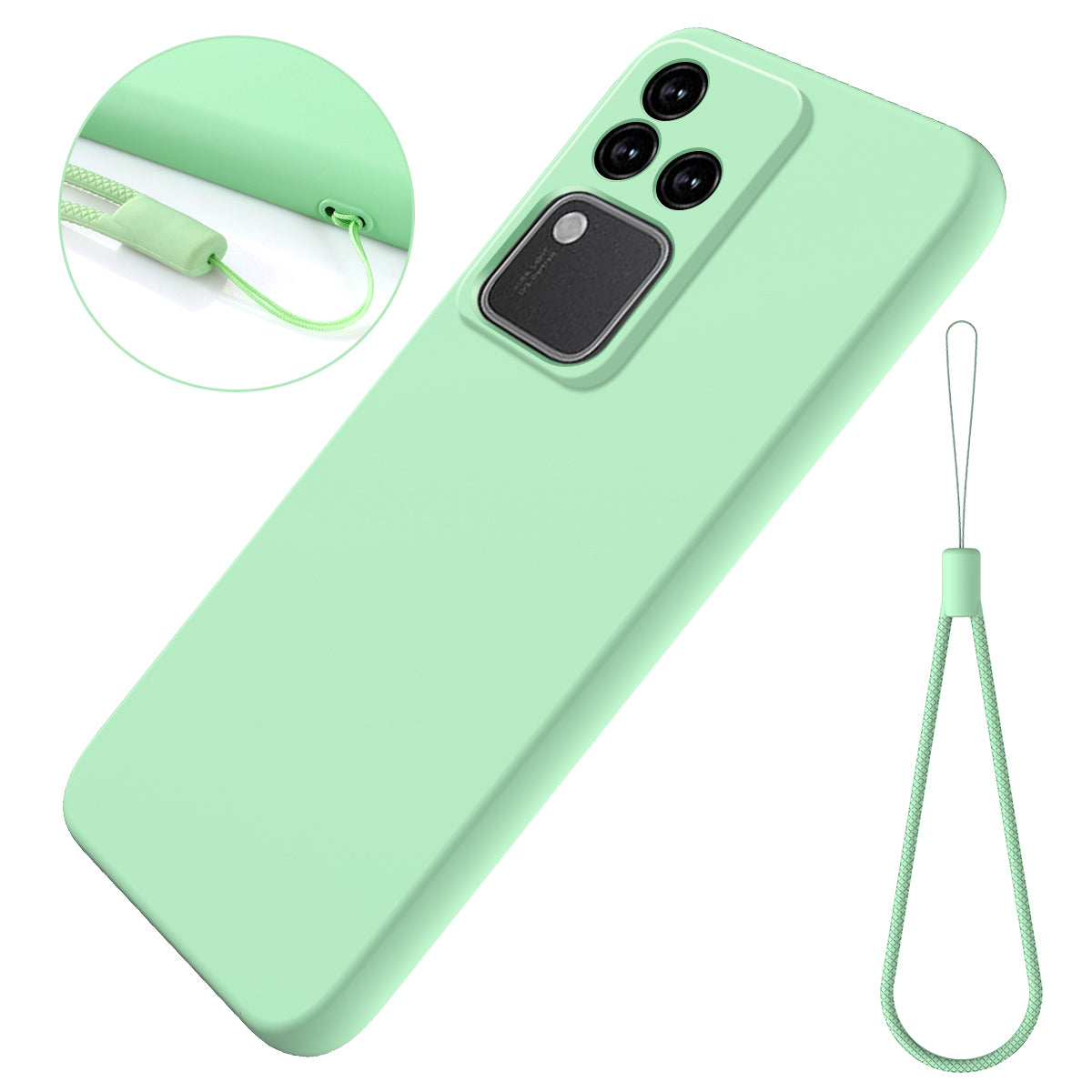 For vivo S18 5G / S18 Pro 5G / V30 5G / V30 Pro 5G Cover Liquid Soft Silicone Shockproof Phone Case with Strap
