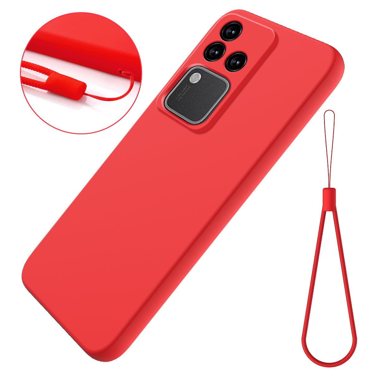 For vivo S18 5G / S18 Pro 5G / V30 5G / V30 Pro 5G Cover Liquid Soft Silicone Shockproof Phone Case with Strap