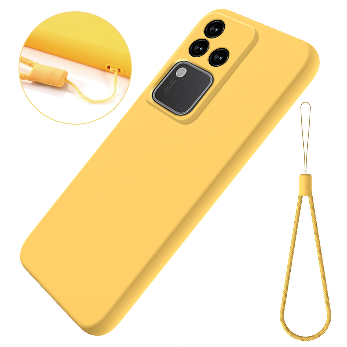 For vivo S18 5G / S18 Pro 5G / V30 5G / V30 Pro 5G Cover Liquid Soft Silicone Shockproof Phone Case with Strap