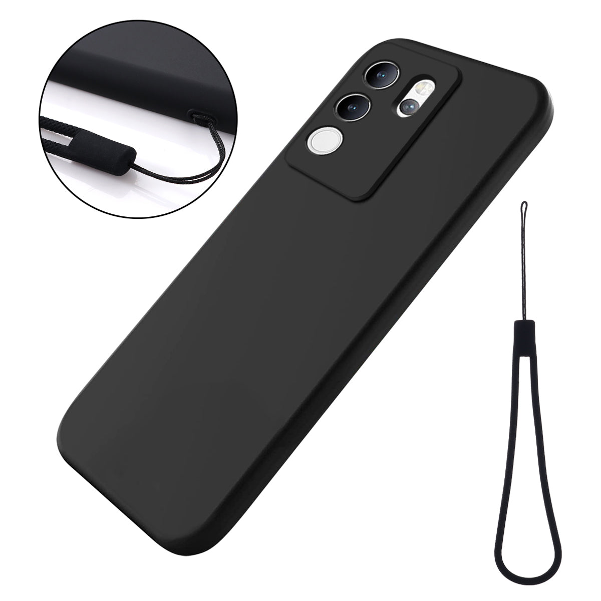For vivo V30 Lite 5G Case Soft Protective Liquid Silicone Phone Cover with Hand Strap