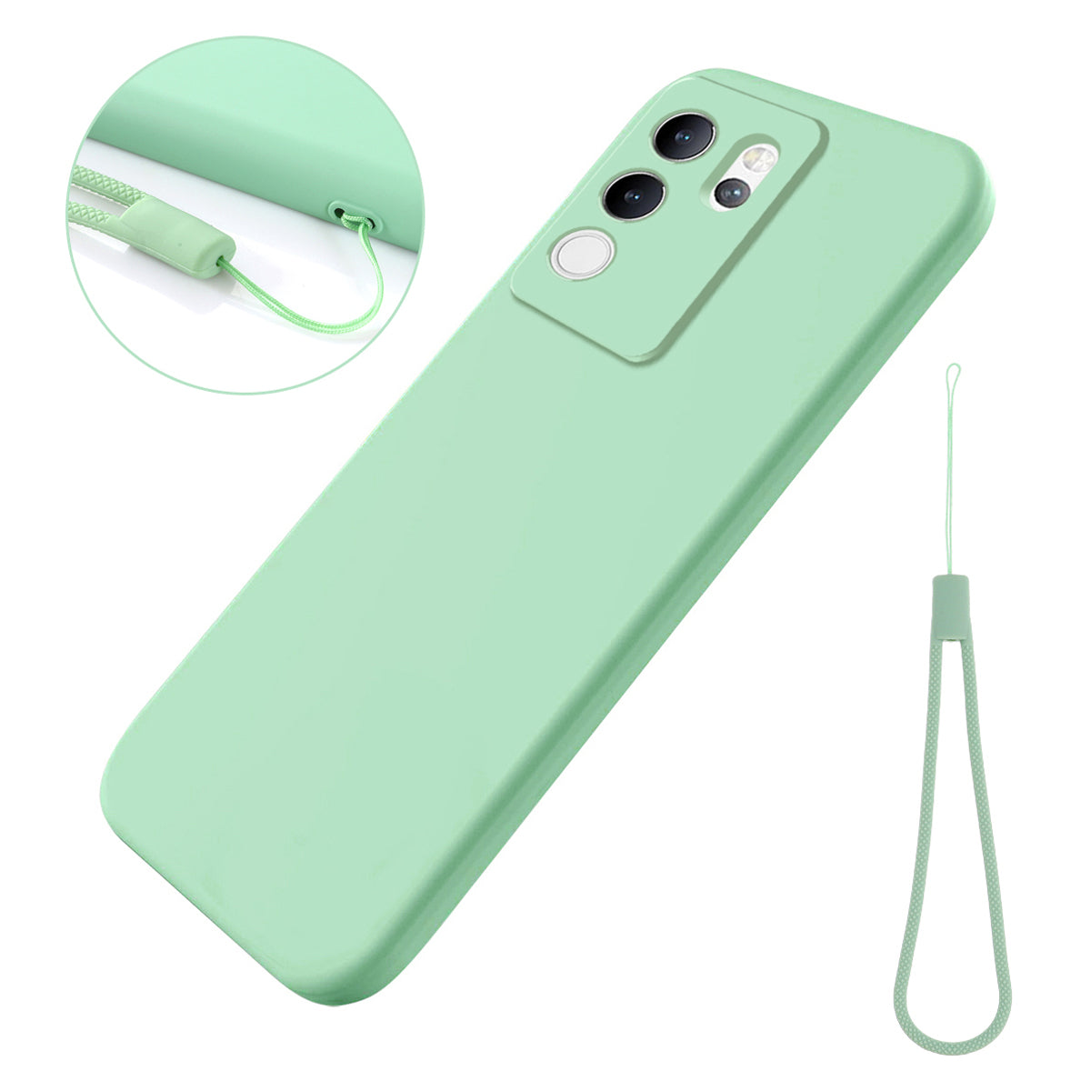 For vivo V30 Lite 5G Case Soft Protective Liquid Silicone Phone Cover with Hand Strap