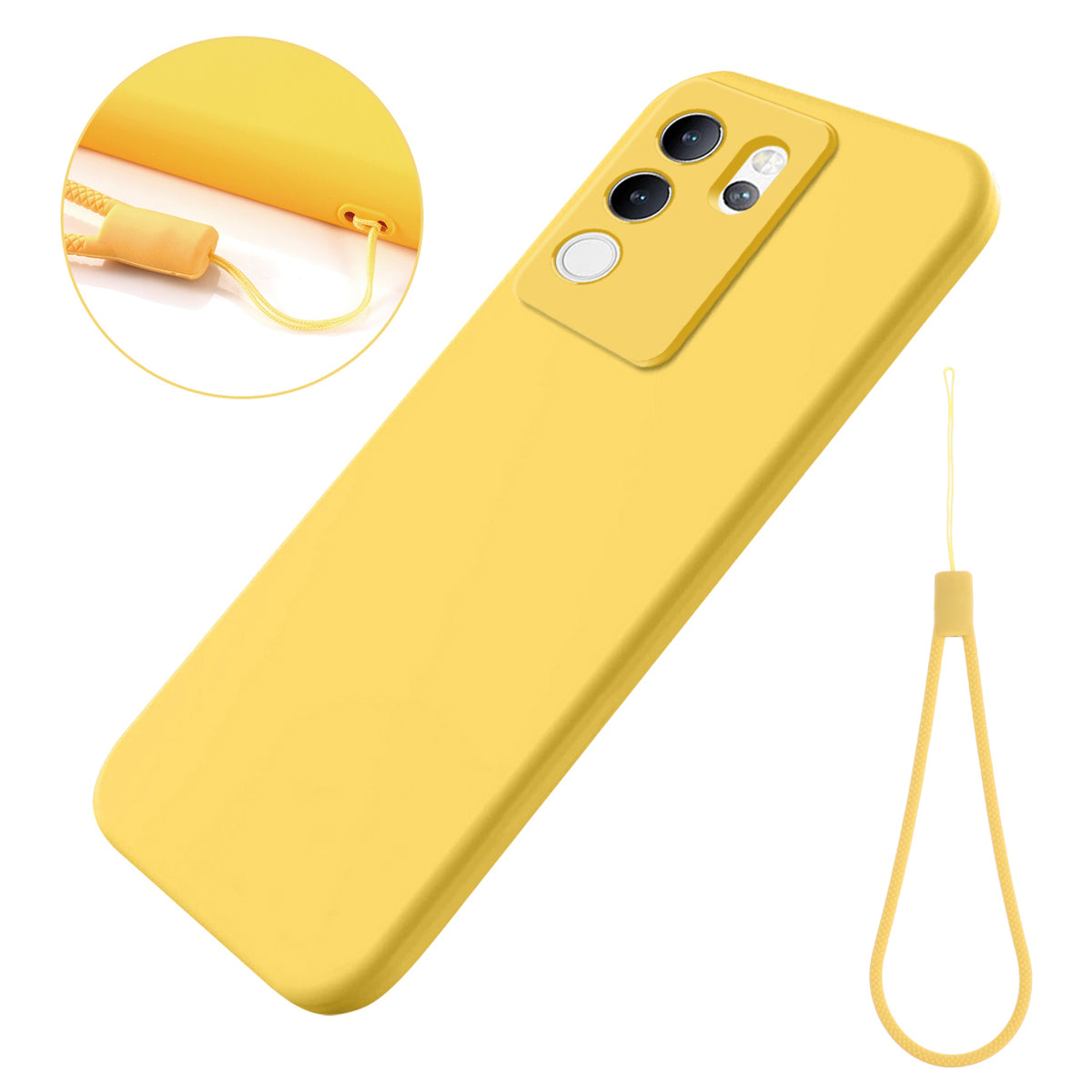 For vivo V30 Lite 5G Case Soft Protective Liquid Silicone Phone Cover with Hand Strap