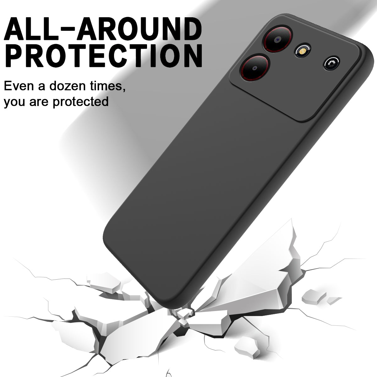 For ZTE Blade A54 Case Thickened Liquid Silicone Shockproof Phone Cover with Hand Strap