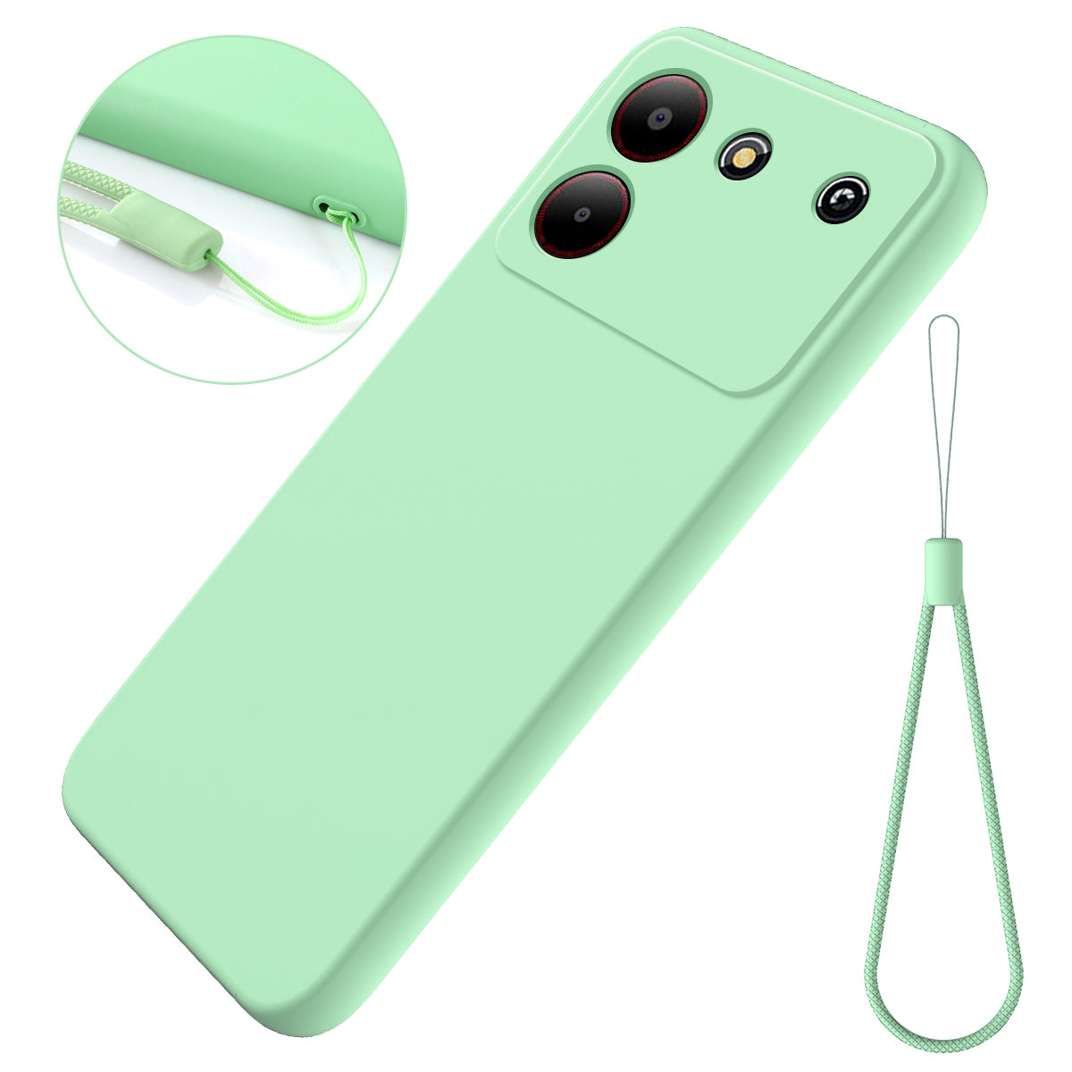 For ZTE Blade A54 Case Thickened Liquid Silicone Shockproof Phone Cover with Hand Strap