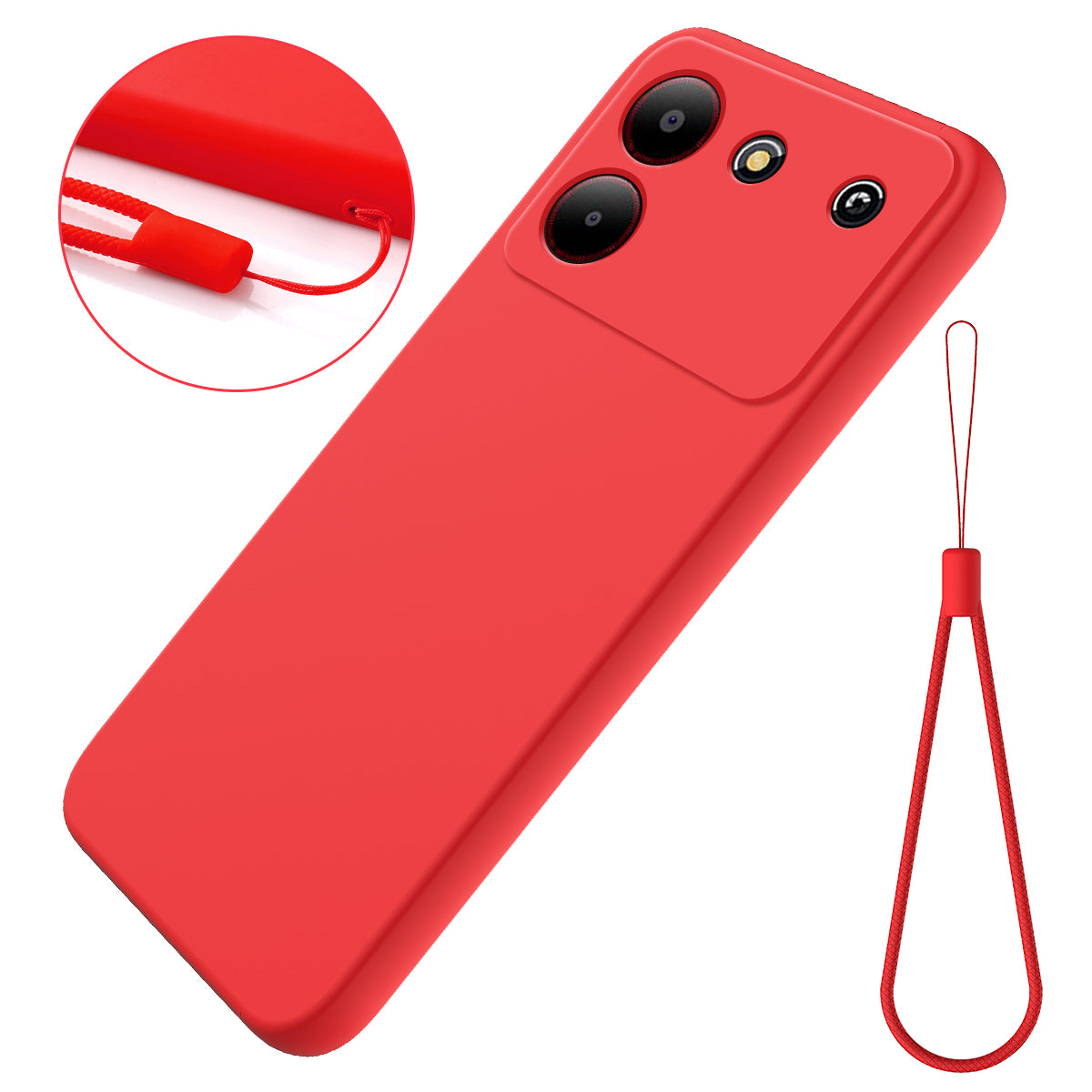 For ZTE Blade A54 Case Thickened Liquid Silicone Shockproof Phone Cover with Hand Strap