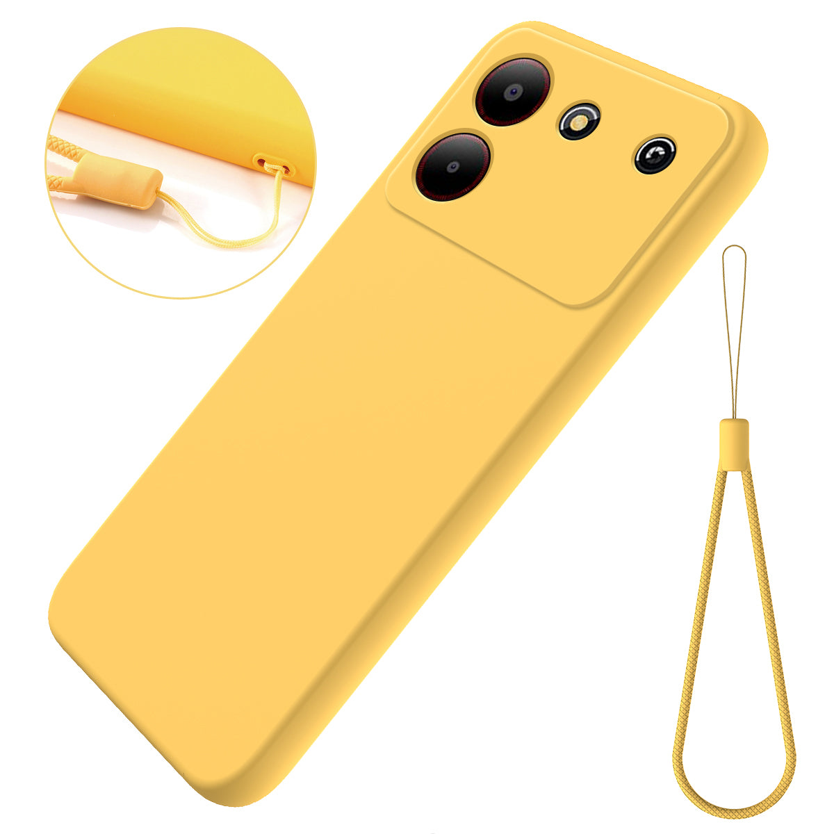 For ZTE Blade A54 Case Thickened Liquid Silicone Shockproof Phone Cover with Hand Strap