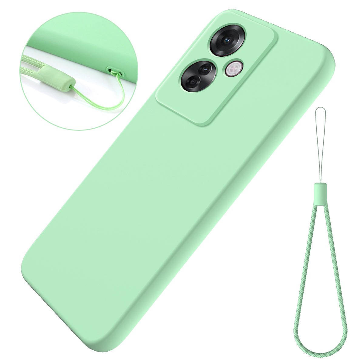 For Oppo Reno11 F 5G / F25 Pro 5G Case Liquid Silicone Mobile Phone Cover with Strap