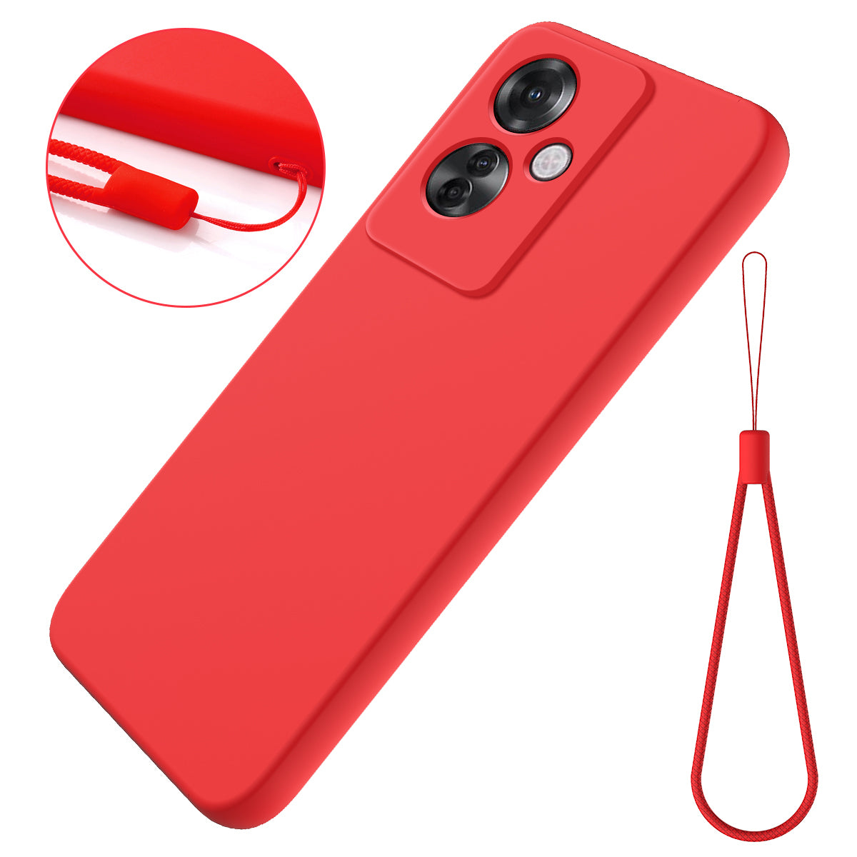 For Oppo Reno11 F 5G / F25 Pro 5G Case Liquid Silicone Mobile Phone Cover with Strap