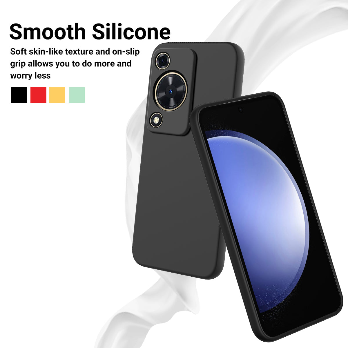 Phone Case for Huawei nova Y72 4G / Enjoy 70 Anti-scratch Liquid Silicone Phone Cover with Strap