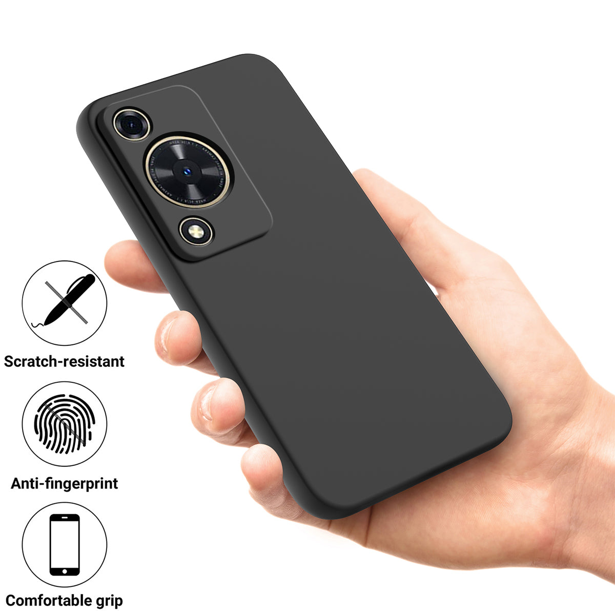 Phone Case for Huawei nova Y72 4G / Enjoy 70 Anti-scratch Liquid Silicone Phone Cover with Strap