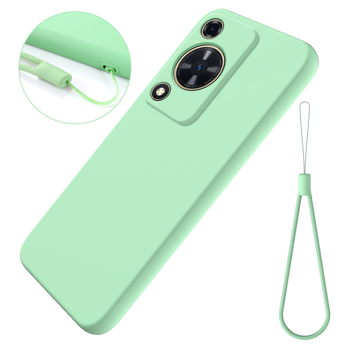Phone Case for Huawei nova Y72 4G / Enjoy 70 Anti-scratch Liquid Silicone Phone Cover with Strap