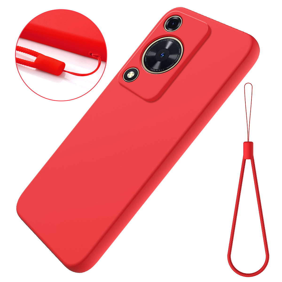 Phone Case for Huawei nova Y72 4G / Enjoy 70 Anti-scratch Liquid Silicone Phone Cover with Strap