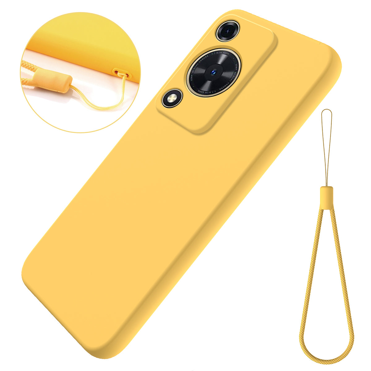 Phone Case for Huawei nova Y72 4G / Enjoy 70 Anti-scratch Liquid Silicone Phone Cover with Strap