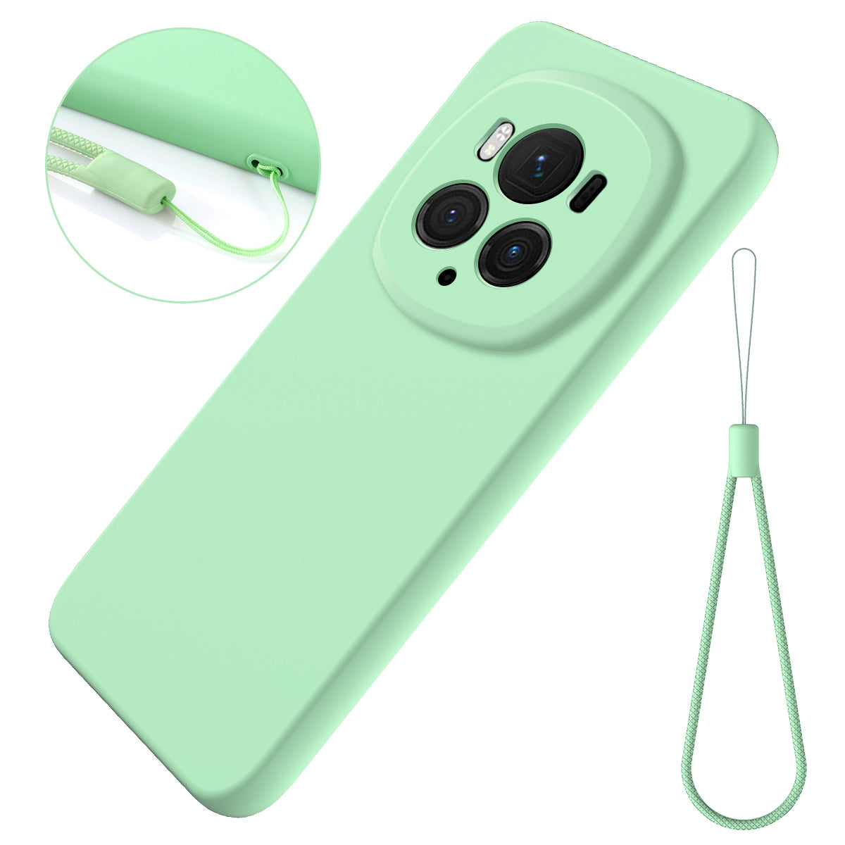 Back Case for Honor Magic6 Pro 5G Liquid Silicone Mobile Phone Cover with Strap